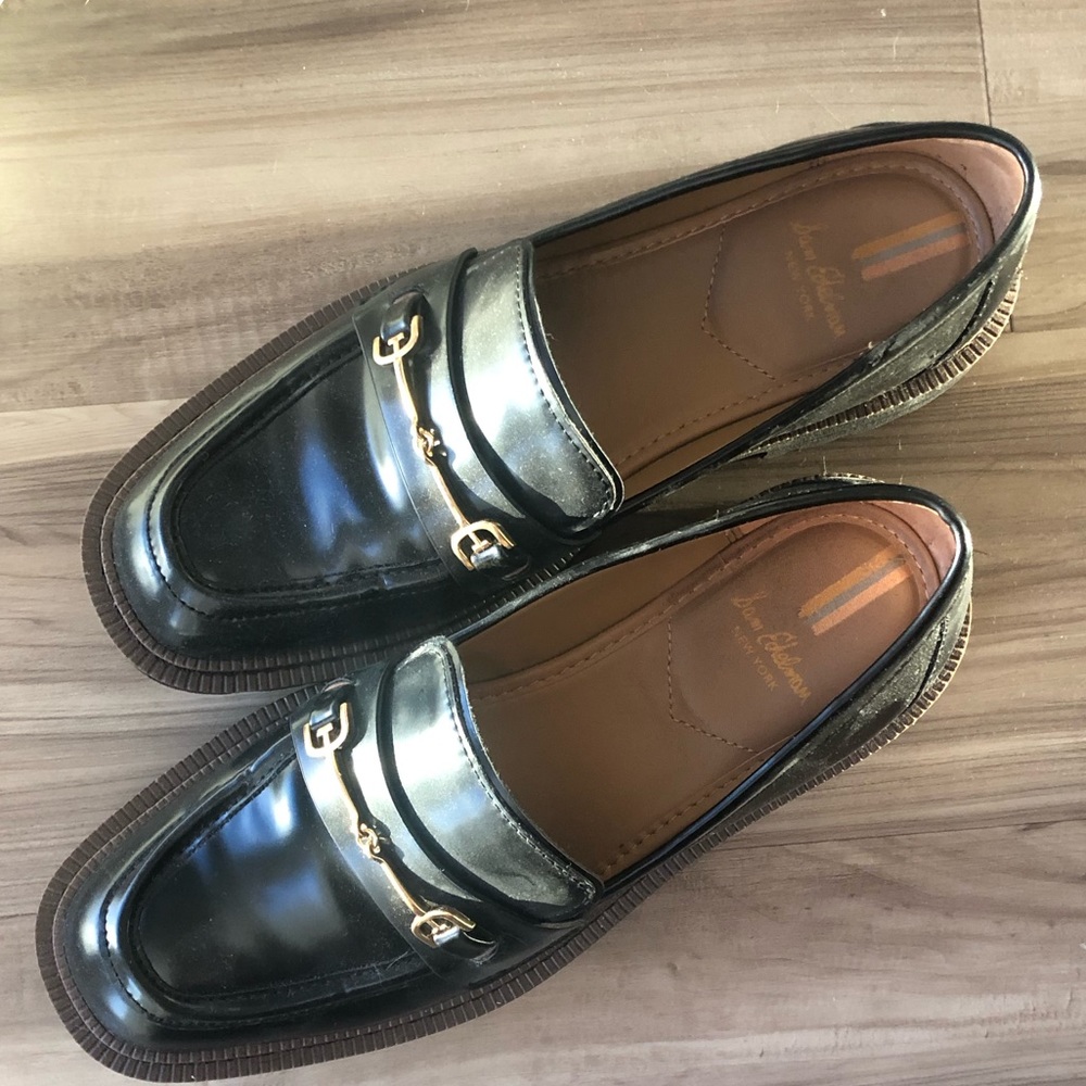 SAM EDELMAN laurs lug sole loafer in black box leather